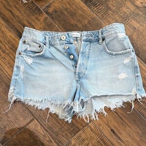 Zara Frayed Light Blue Jean Shorts